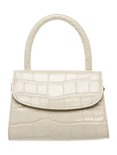 Pre-owned By Far Embossed Leather Top Handle Bag In Neutral