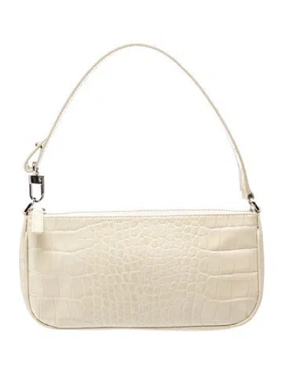 Pre-owned By Far Embossed Leather Top Handle Bag In Neutral