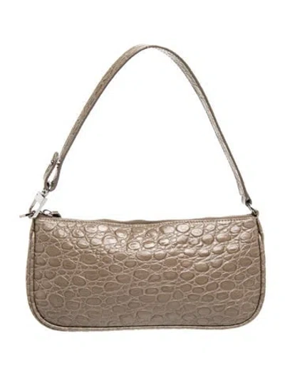 Pre-owned By Far Embossed Leather Top Handle Bag In Neutrals