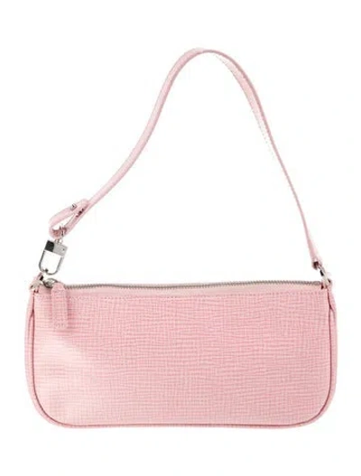 Pre-owned By Far Embossed Leather Top Handle Bag In Pink