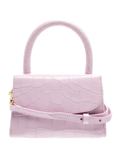 Pre-owned By Far Embossed Leather Top Handle Bag In Pink