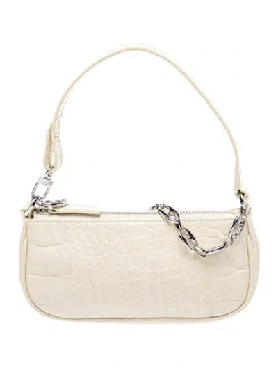 Pre-owned By Far Embossed Leather Top Handle Bag In White