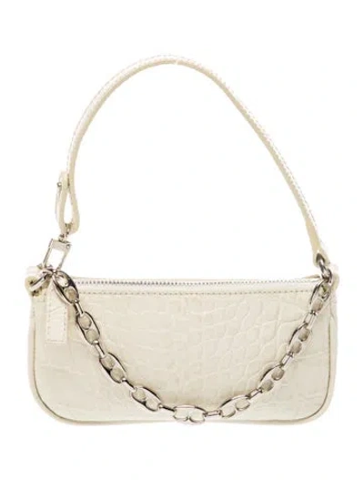 Pre-owned By Far Embossed Leather Top Handle Bag In White
