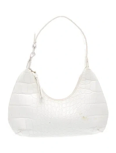 Pre-owned By Far Embossed Leather Top Handle Bag In White