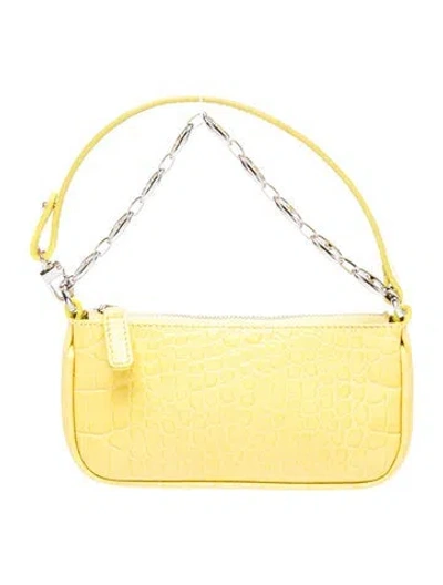 Pre-owned By Far Embossed Leather Top Handle Bag In Yellow