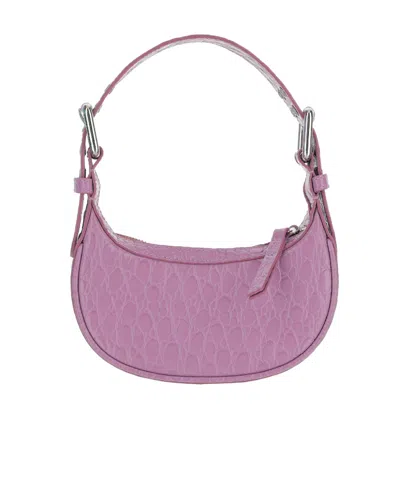 By Far Embossed Zipped Mini Shoulder Bag In Pink