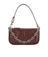 By Far Embossed Zipper Shoulder Bag In Brown