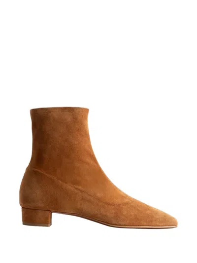 By Far Este Square-toe Ankle Boots In Brown