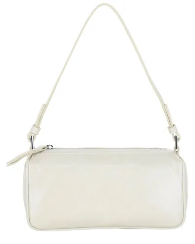 By Far Eva Creased Leather Shoulder Bag In White