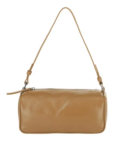 By Far Eva Creased Shoulder Bag In Beige