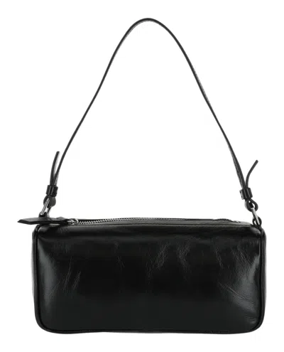 By Far Eva Creased Shoulder Bag In Black