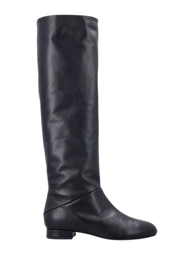 By Far Felix Chain-embellished Leather Knee-high Boots In Black