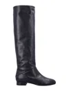 By Far Knee-high Smooth Round Toe Boots In Black