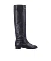 By Far Knee-high Smooth Round Toe Boots In Black