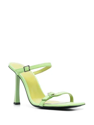 By Far Flick Leather Mules In Green