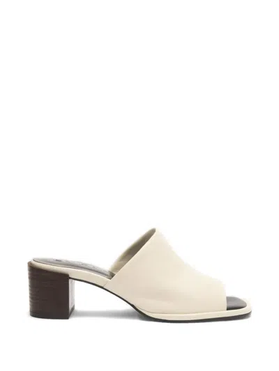 By Far Francisco Square-toe Mules In White