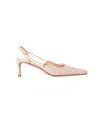 By Far Gabriella Stingray-effect Slingback Pumps In Beige Leather In Beige