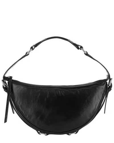 By Far Gib Creased Leather Shoulder Bag In Black