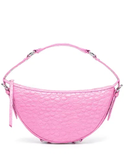By Far Gib Embossed Crocodile-effect Shoulder Bag In Pink