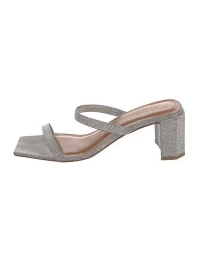 Pre-owned By Far Glitter Glitter Accents Sandals In Metallic/silver