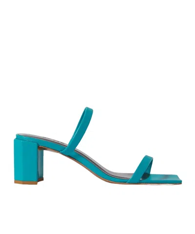 By Far Glossed Leather Mules In Blue