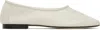By Far Gray Prudence Creased Leather Ballerina Flats