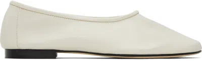 By Far Gray Prudence Creased Leather Ballerina Flats