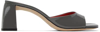 By Far Gray Romy Patent Leather Heeled Sandals In Cement