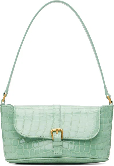 By Far Green Croco Miranda Baguette Bag