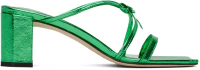 By Far Green June Heeled Sandals In Cvg Clover Green