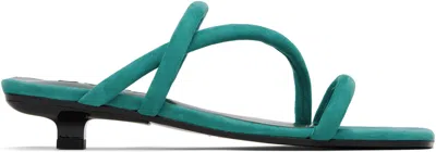 By Far Green Morena Kid Suede Leather Heeled Sandals
