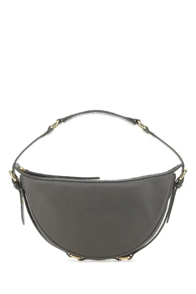 BY FAR GREY LEATHER GIB SHOULDER BAG
