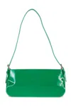 By Far Patent Leather Dulce Rectangular Shoulder Bag In Green