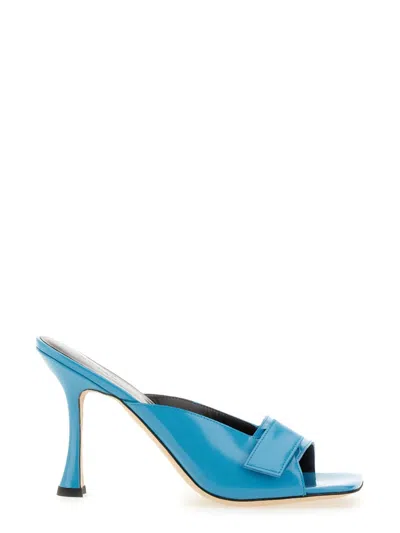 By Far Woman Sandals Azure Size 8 Leather In Blue