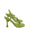 By Far High Heel Sandals In Green Croc-embossed Leather In Green