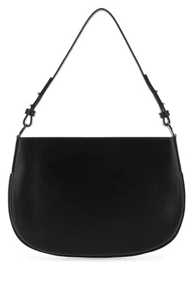 By Far Issa Mini Leather Handbag With Silver Hardware In Black