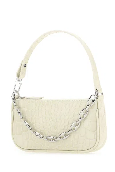 By Far Ivory Leather Mini Rachel Handbag In Cream