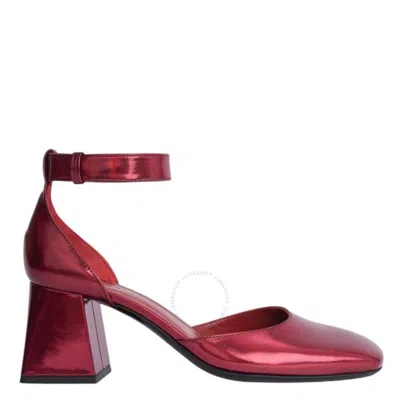 By Far Judy Red Iridescent Square-toe Pumps
