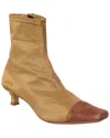 By Far Karl Stretch & Suede Bootie In Gold