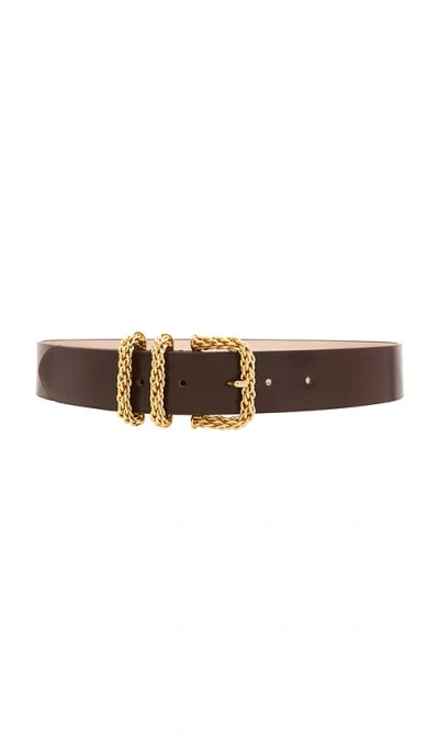 By Far Katina Belt In Honey Mahogany Semi Patent Leather