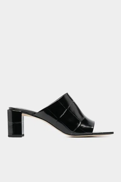 By Far Katya Black Maxi Croco Embossed Leather
