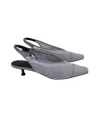 By Far Kendall Glittered Slingback Pumps In Grey Mesh In Grey