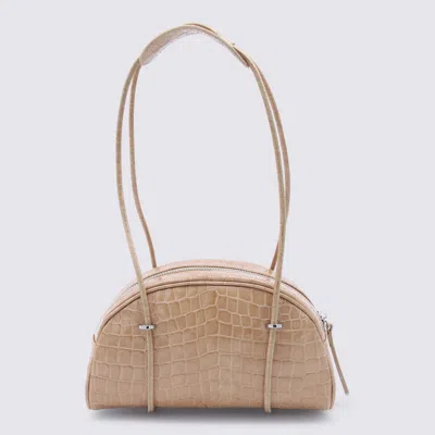 By Far Kimberly Bowler Croco Embossed Leather Shoulder Bag In Neutral