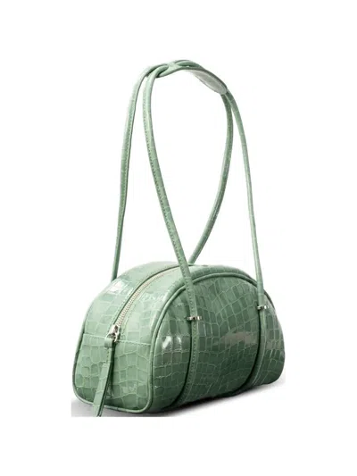 By Far Kimberly Bowler Crocodile-effect Shoulder Bag In Green