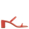 BY FAR BY FAR LADIES CORAL RED TANYA LEATHER SANDALS