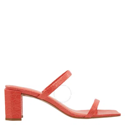 By Far Ladies Coral Red Tanya Leather Sandals In Pink/red