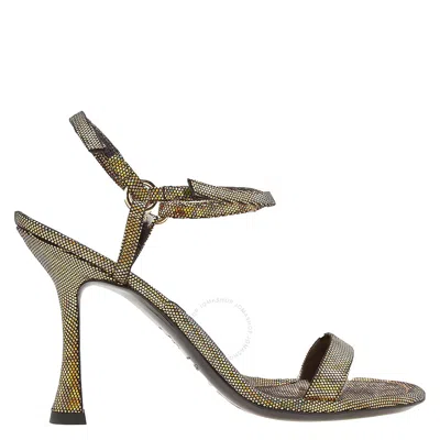 BY FAR BY FAR LADIES DISCO BRONZE MIA HOLOGRAM LEATHER SANDALS