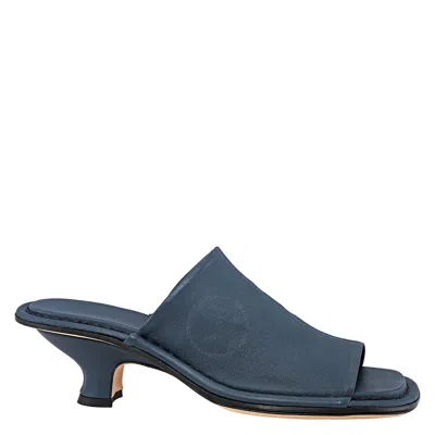 By Far Ladies Frankie Cobalto Leather Heeled Sandals In Gray