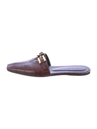 Pre-owned By Far Leather Animal Print Mules In Multicolor