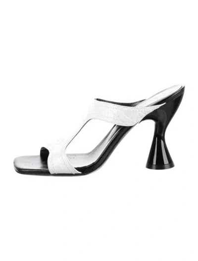 Pre-owned By Far Leather Animal Print Sandals In Black